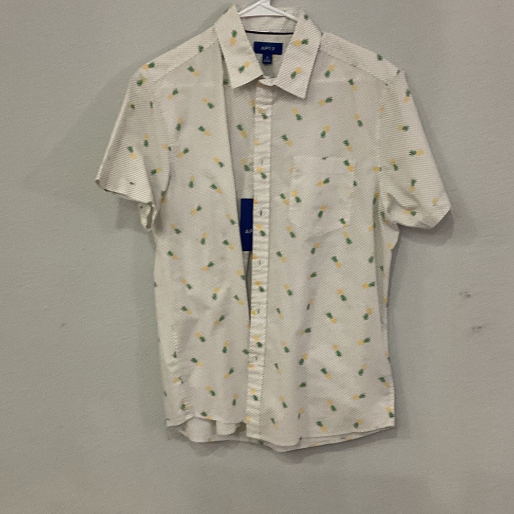 APT9 White Pineapple Print Casual Shirt